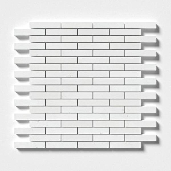 Alpina White Honed 5/8x3 Marble Mosaics 12x12