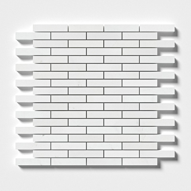 Alpina White Honed 5/8x3 Marble Mosaics 12x12 Marble Honed 12x12 Mosaics