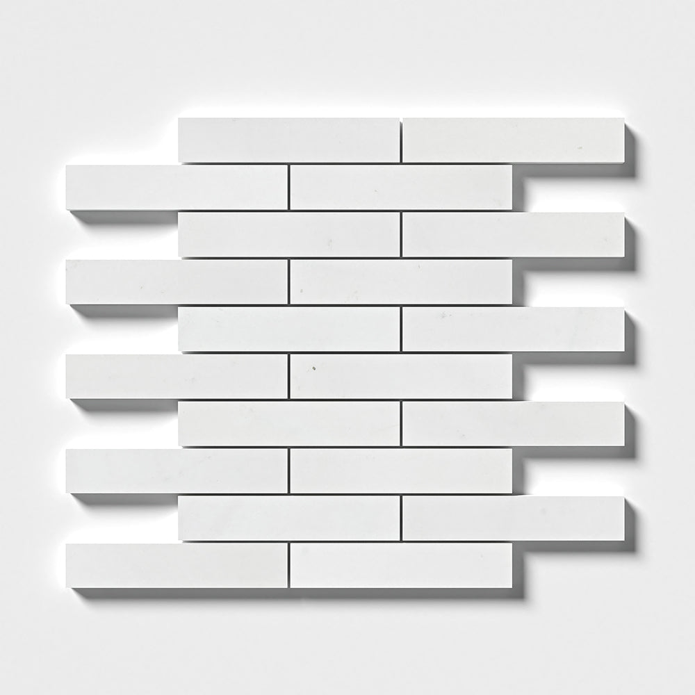 Alpina White Polished 1 1/4x6 Marble Mosaics 12x12 Marble Polished 12x12 Mosaics