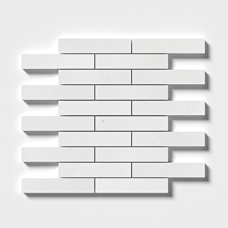 Alpina White Polished 1 1/4x6 Marble Mosaics 12x12 Marble Polished 12x12 Mosaics