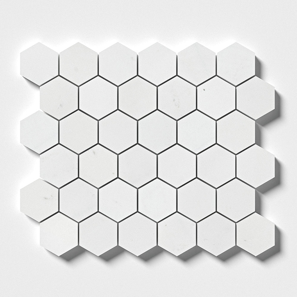 Alpina White Polished Hexagon Marble Mosaics 10 3/8x12 Marble Polished 12x12 Mosaics — 3