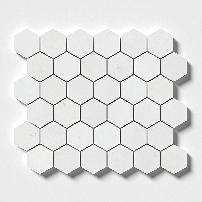 Alpina White Polished Hexagon Marble Mosaics 10 3/8x12 Marble Polished 12x12 Mosaics — 3