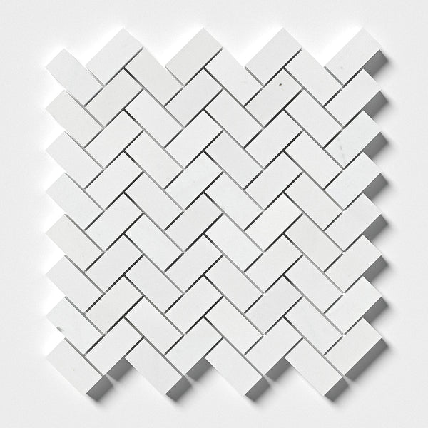 Alpina White Polished Herringbone Marble Mosaics 12 1/8x13 3/8
