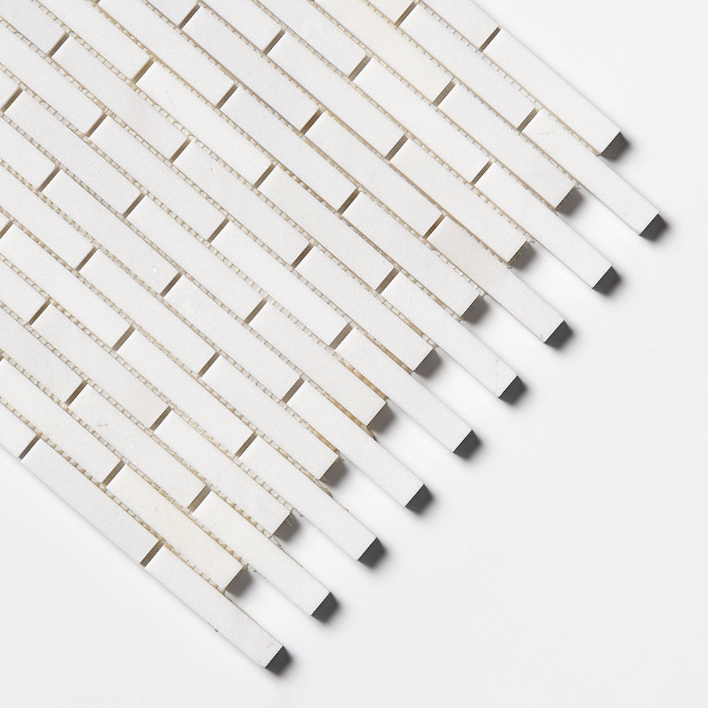 Alpina White Polished 5/8x3 Marble Mosaics 12x12 Marble Polished 12x12 Mosaics — 3