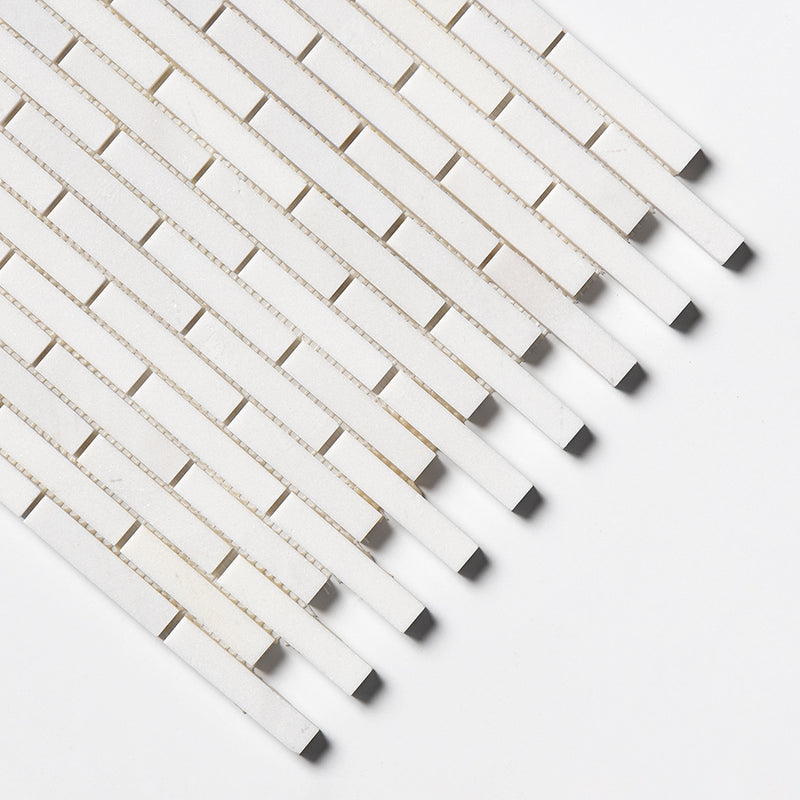 Alpina White Polished 5/8x3 Marble Mosaics 12x12 Marble Polished 12x12 Mosaics — 3