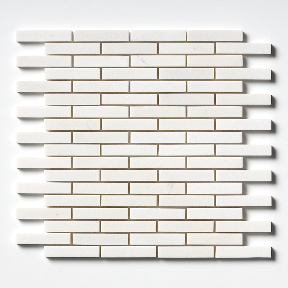 Alpina White Polished 5/8x3 Marble Mosaics 12x12 Marble Polished 12x12 Mosaics