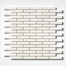 Alpina White Polished 5/8x3 Marble Mosaics 12x12