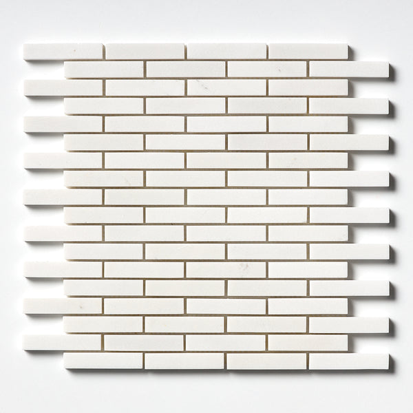 Alpina White Polished 5/8x3 Marble Mosaics 12x12
