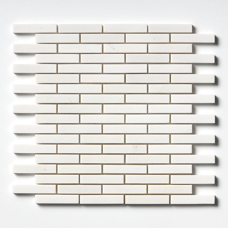 Alpina White Polished 5/8x3 Marble Mosaics 12x12 Marble Polished 12x12 Mosaics