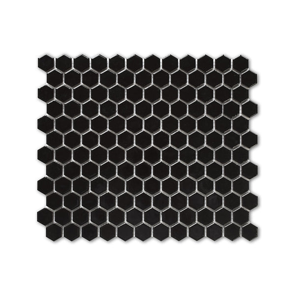 Alpine Glo Black Penny Hexagon Mosaic