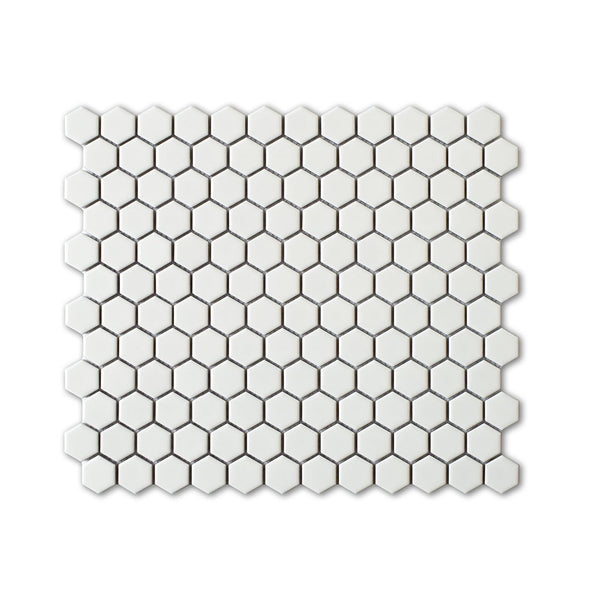 Alpine Glo White Penny Hexagon Mosaic