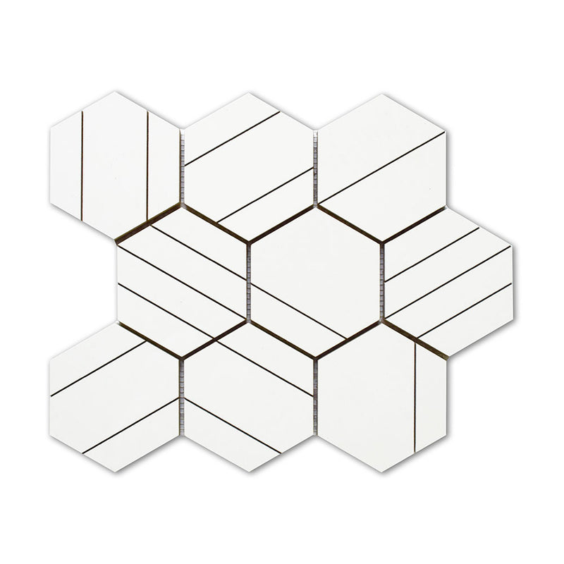 Alpine Polished Craft Hexagon Mos Porcelain Polished 14x14 Mosaics