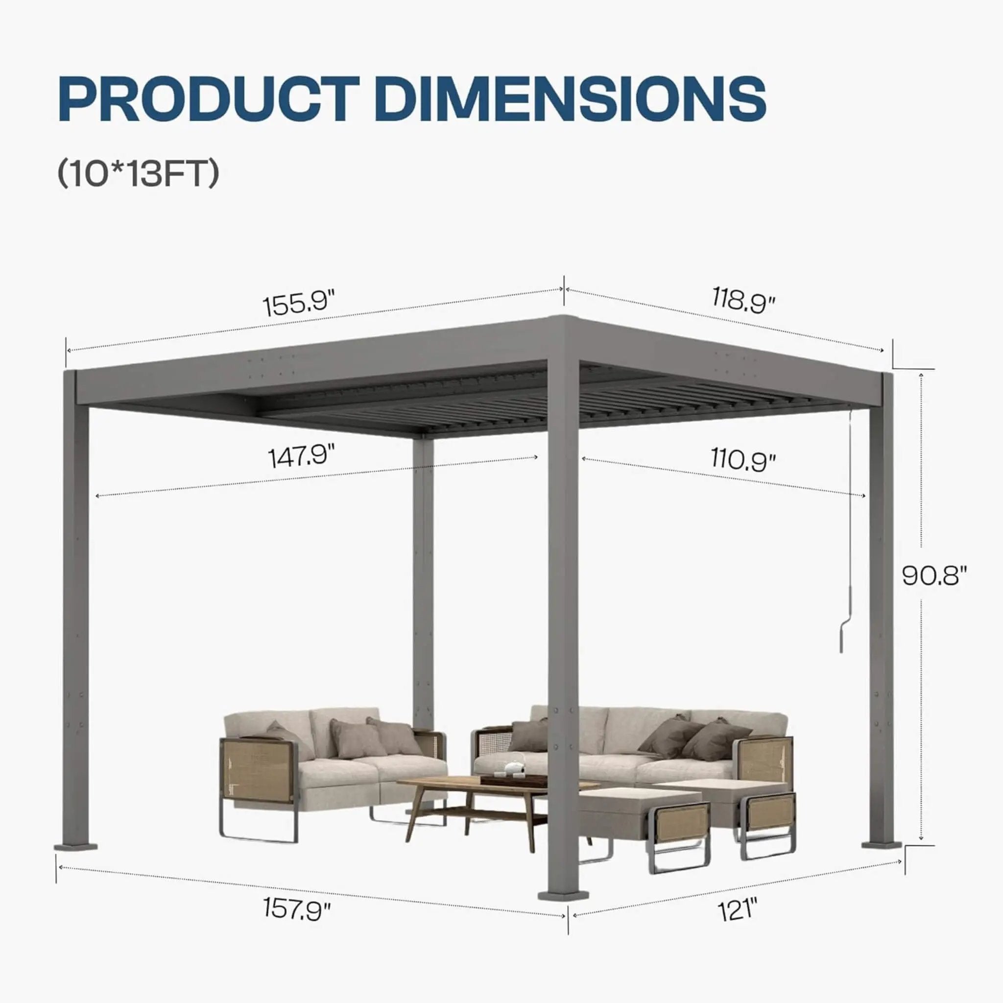 Alora Aluminum Louvered Pergola Kit With Adjustable Roof & Drainage (SAK94316) by SAKSBY WHOLESALE