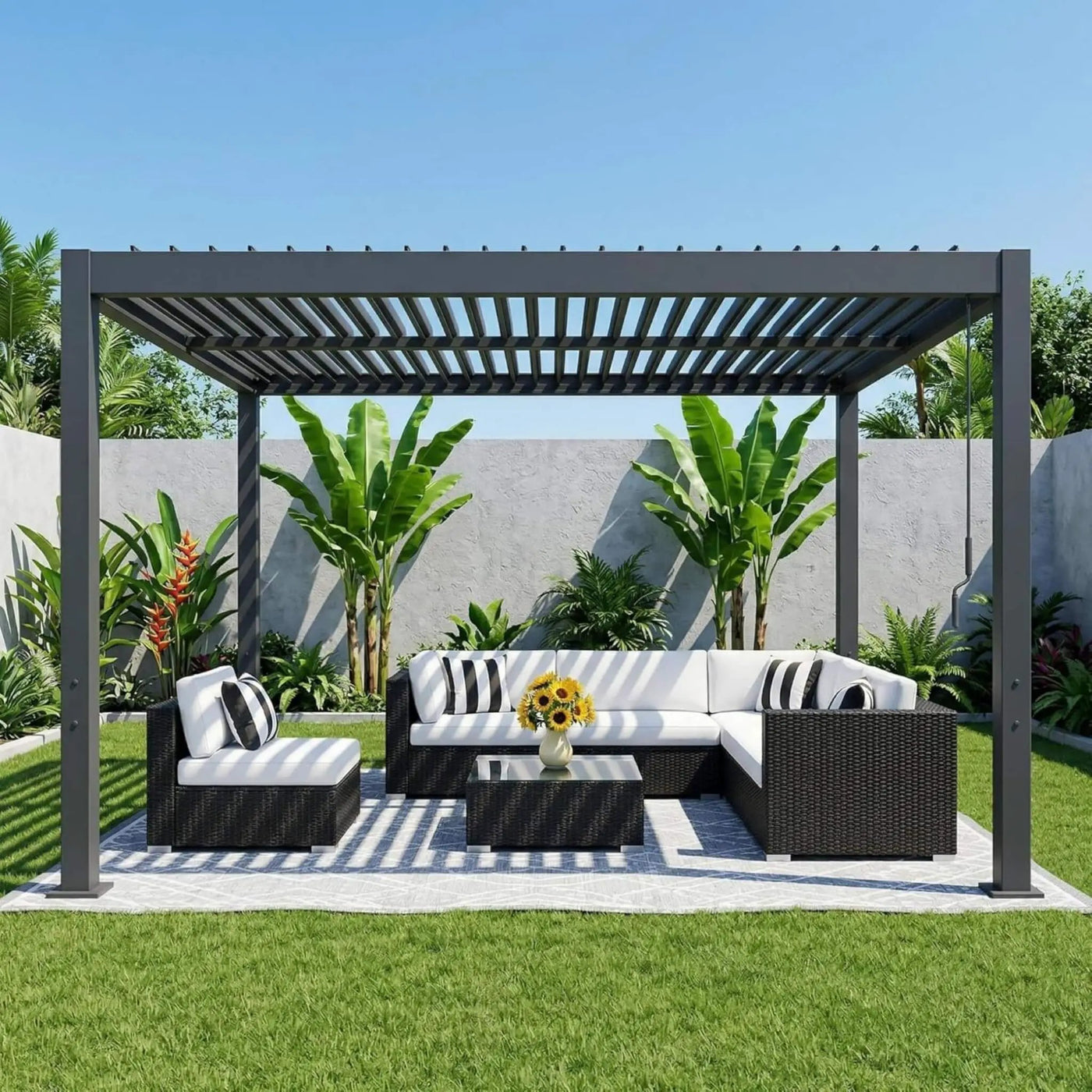 Alora Aluminum Louvered Pergola Kit With Adjustable Roof & Drainage (SAK94316) by SAKSBY WHOLESALE