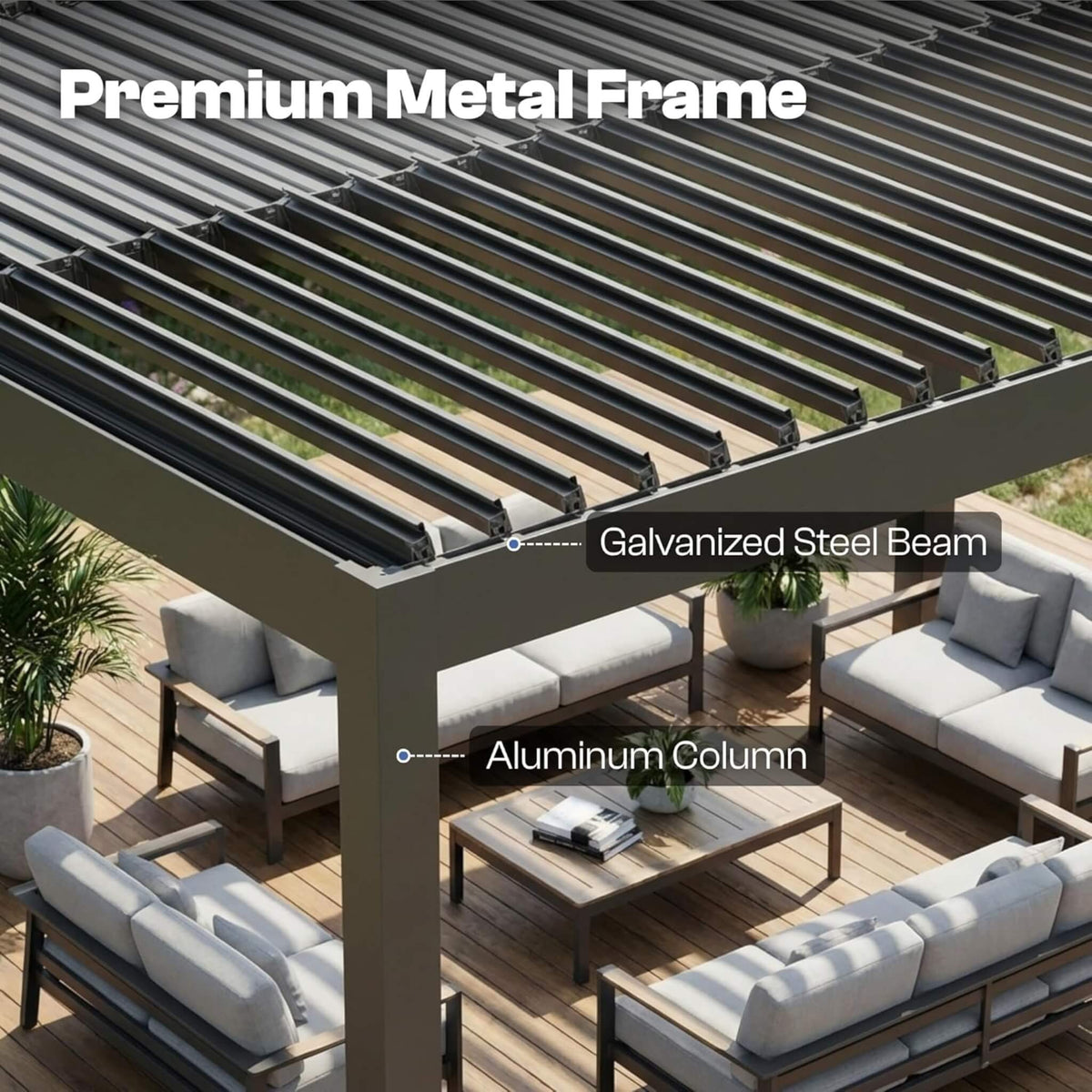 Alora Aluminum Louvered Pergola Kit With Adjustable Roof & Drainage (SAK94316) by SAKSBY WHOLESALE