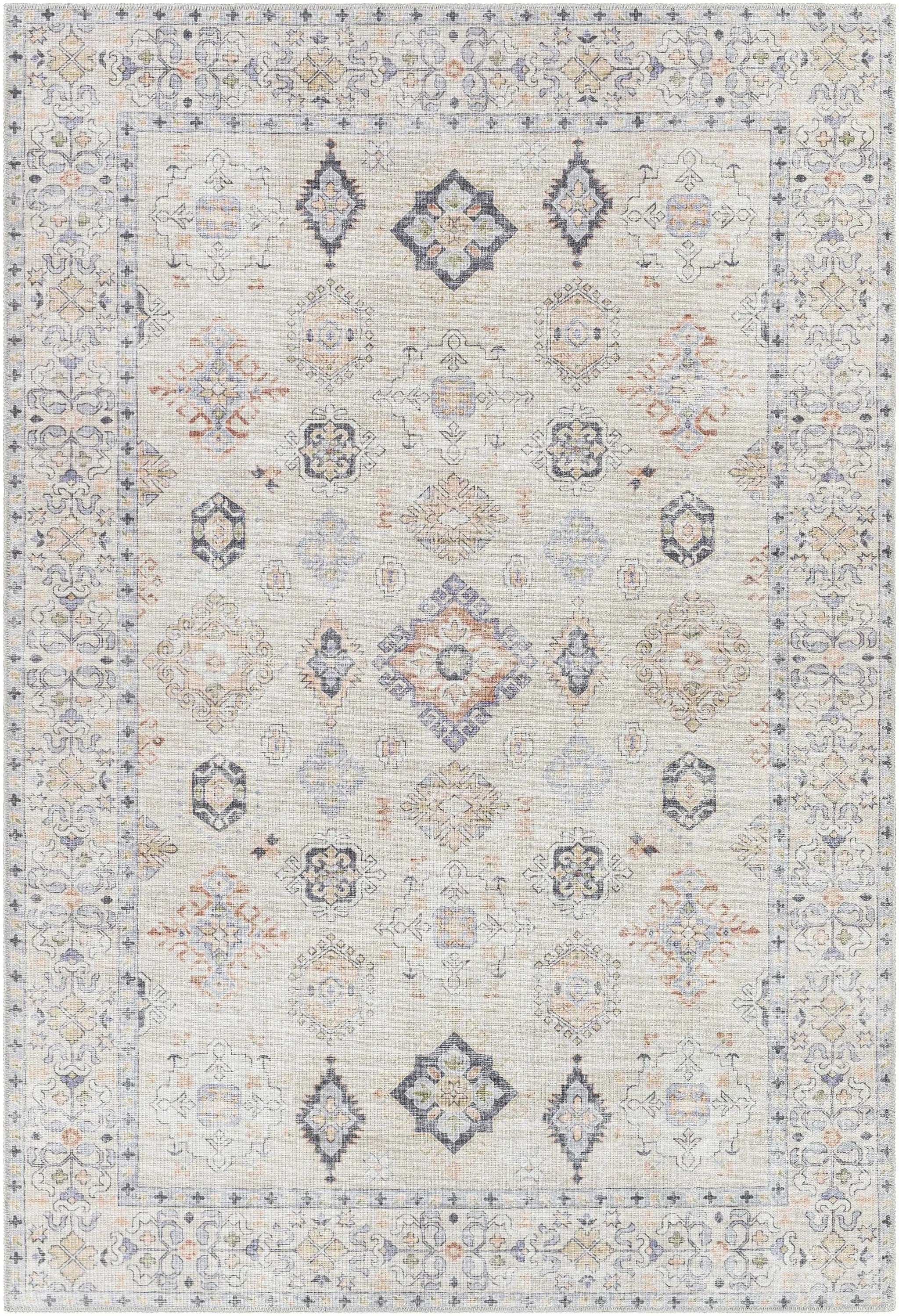 Beige Beckett Vintage Washable Area Rug by Hauteloom