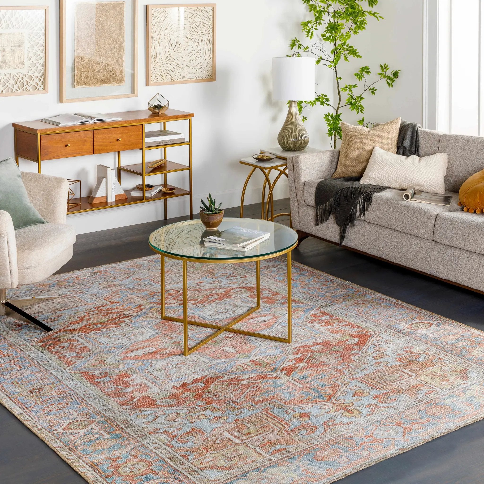 Maayon Medallion Rust Washable Area Rug by Hauteloom