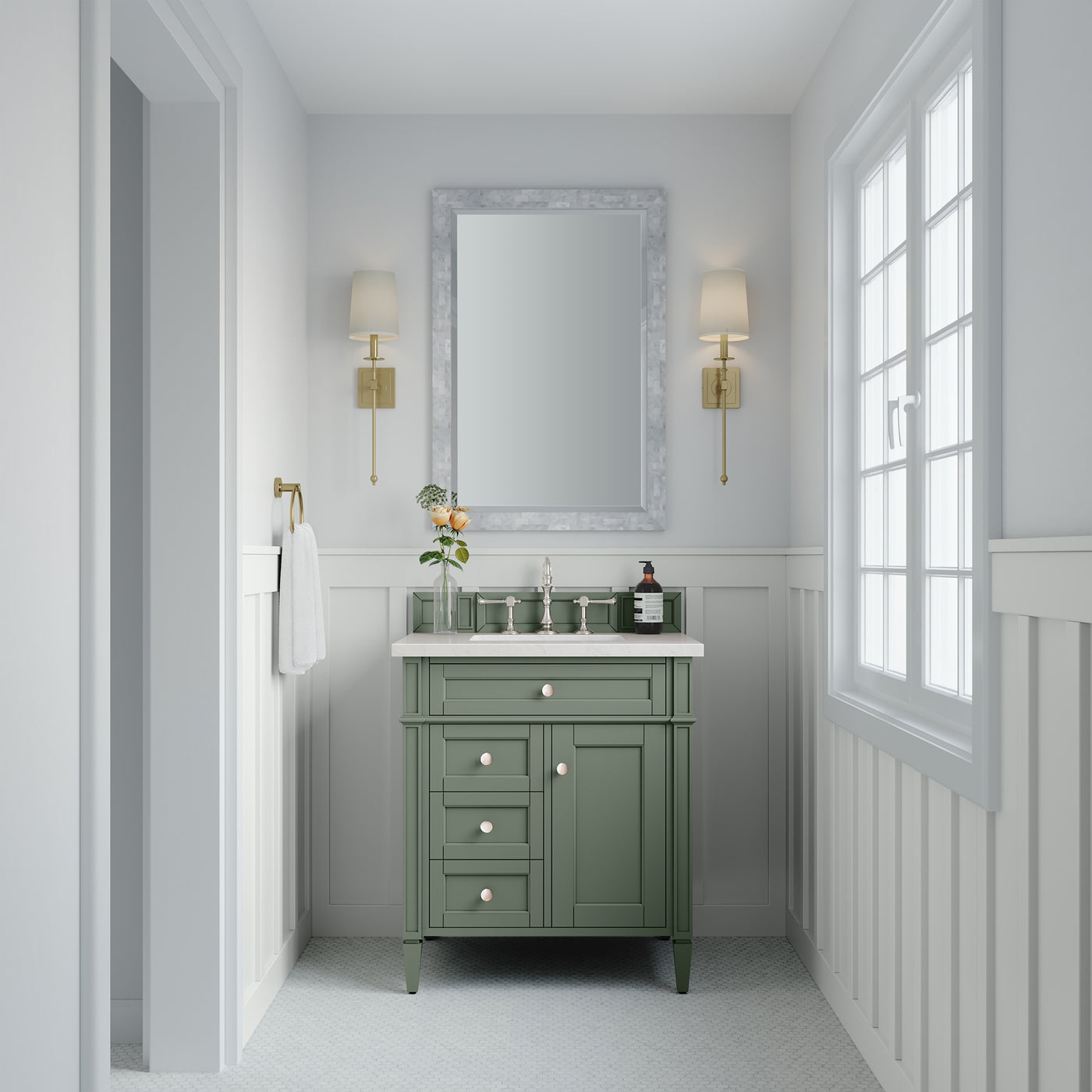 James Martin Brittany 30" Single Bathroom Vanity, Smokey Celadon, view 16