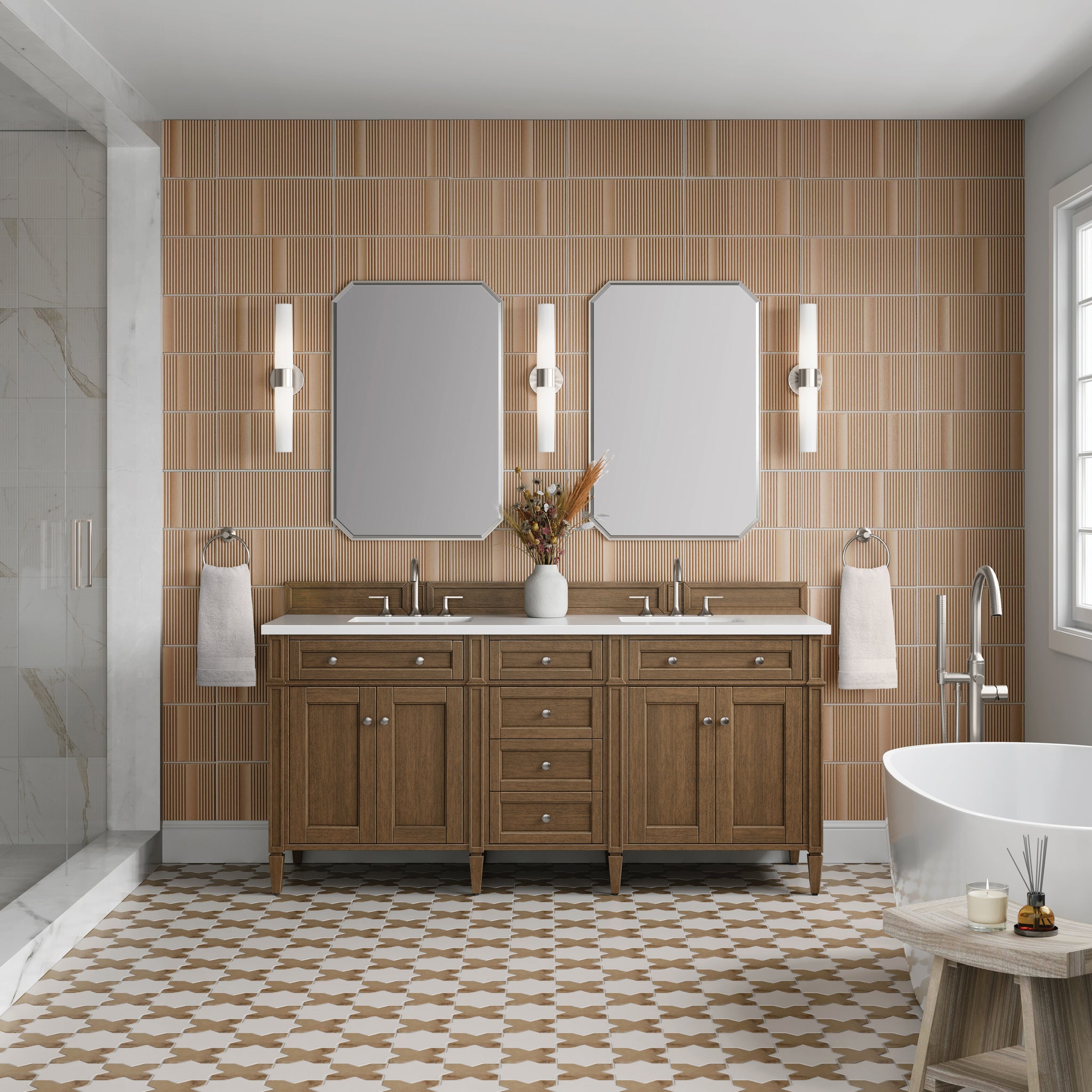 James Martin Brittany 72" Double Bathroom Vanity, Saddle Brown, view 25