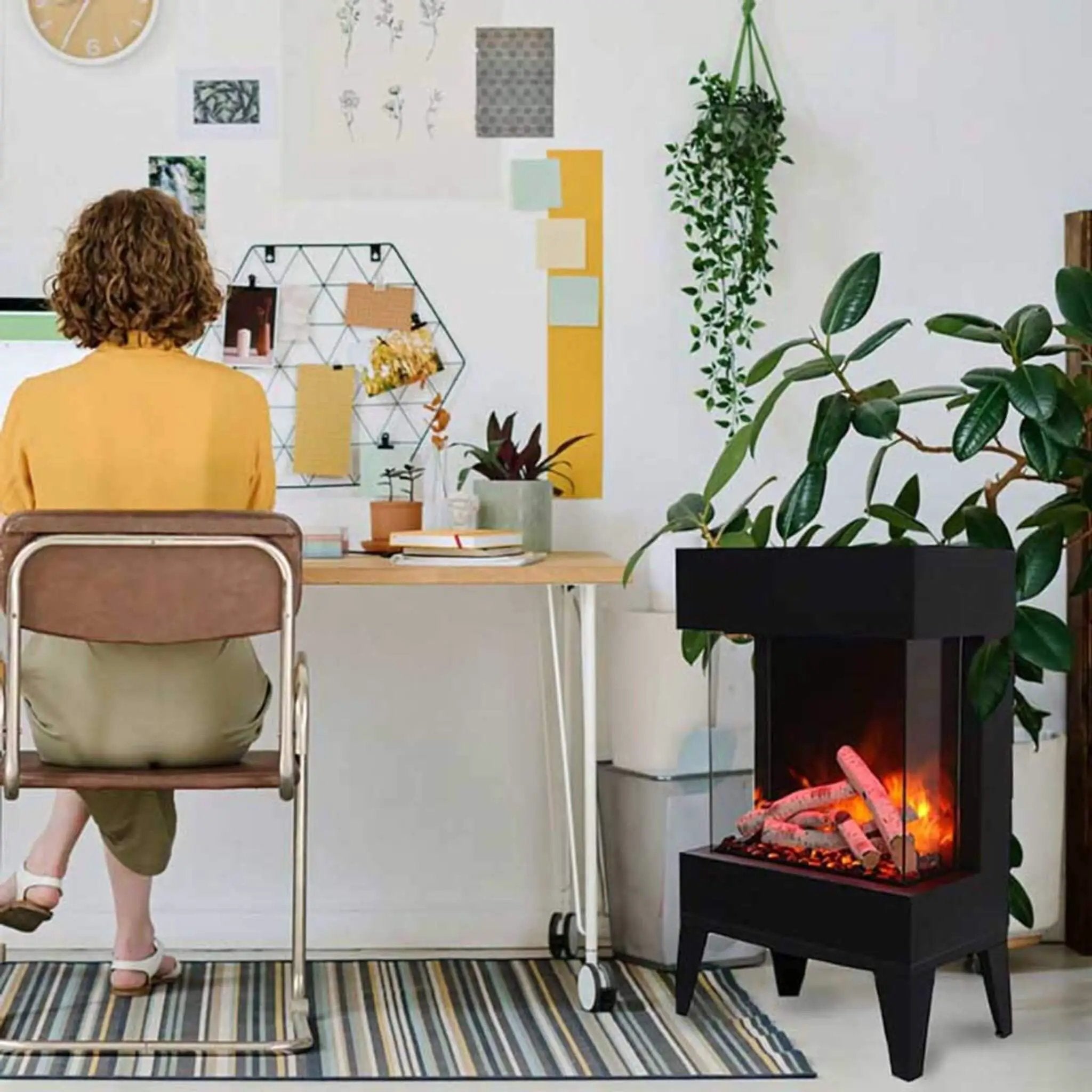 Amantii Cube 2025WM Freestanding Electric Fireplace [CUBE-2025WM] (SAK16508) by SAKSBY WHOLESALE