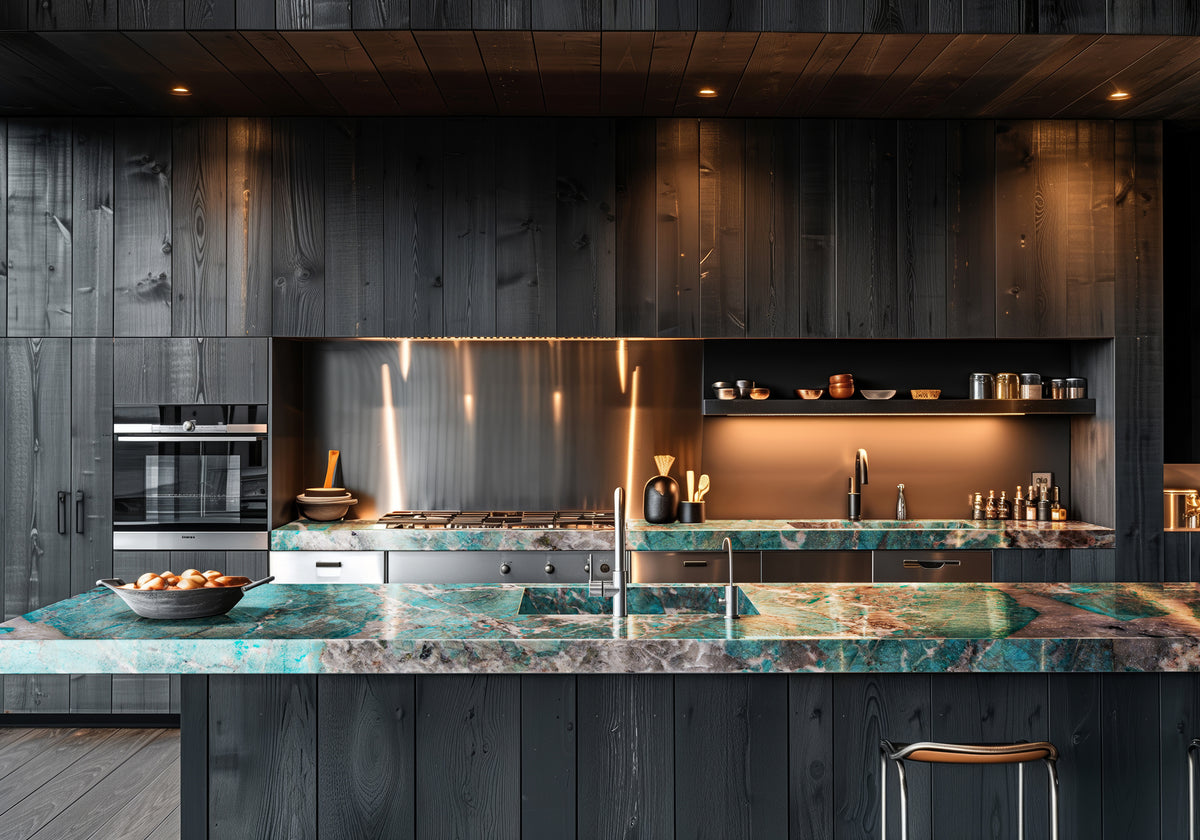 Amazonite Polished Quartzite Slab Random room scene