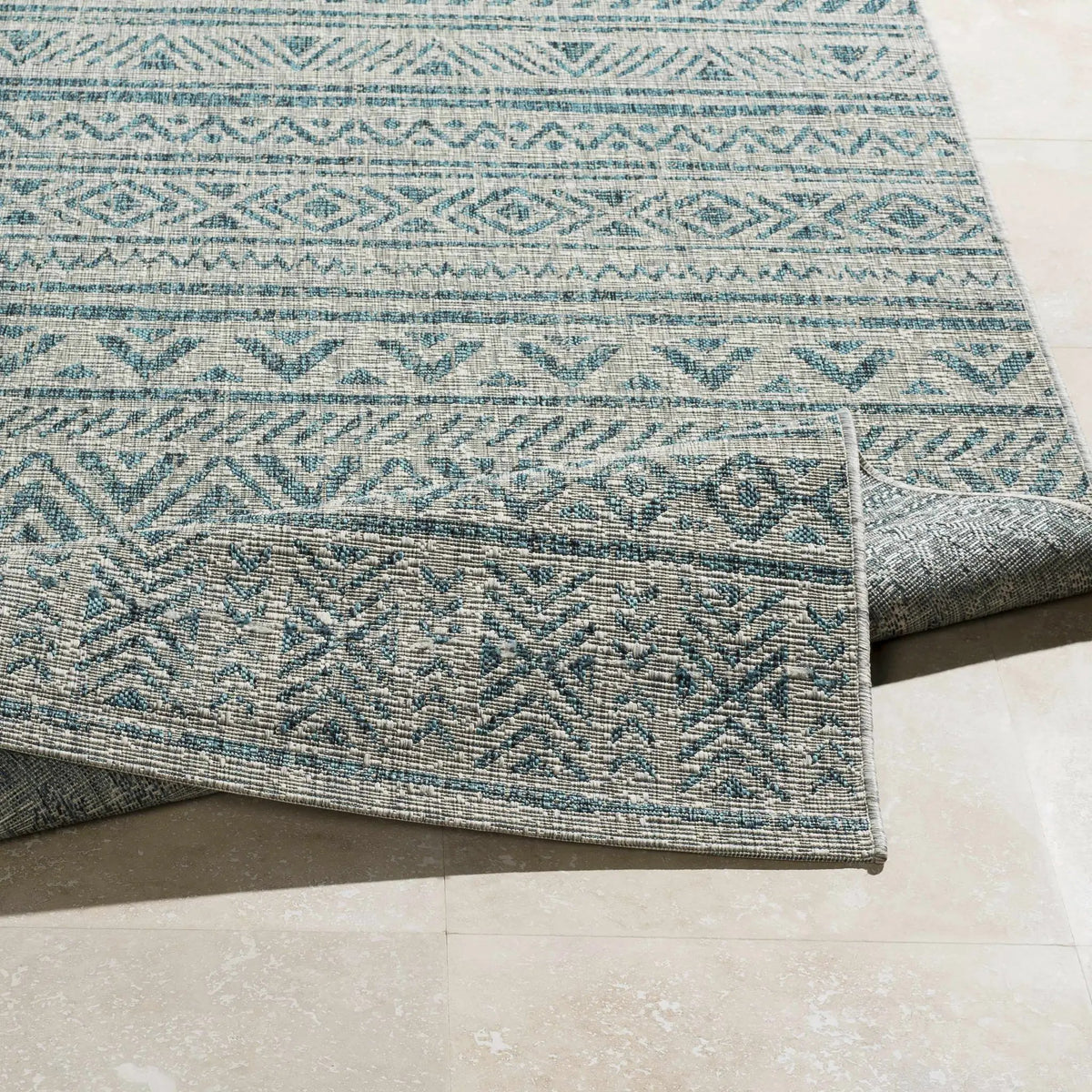 Novato Aqua All Over Pattern Performance Outdoor Rug, photo 16 of 18