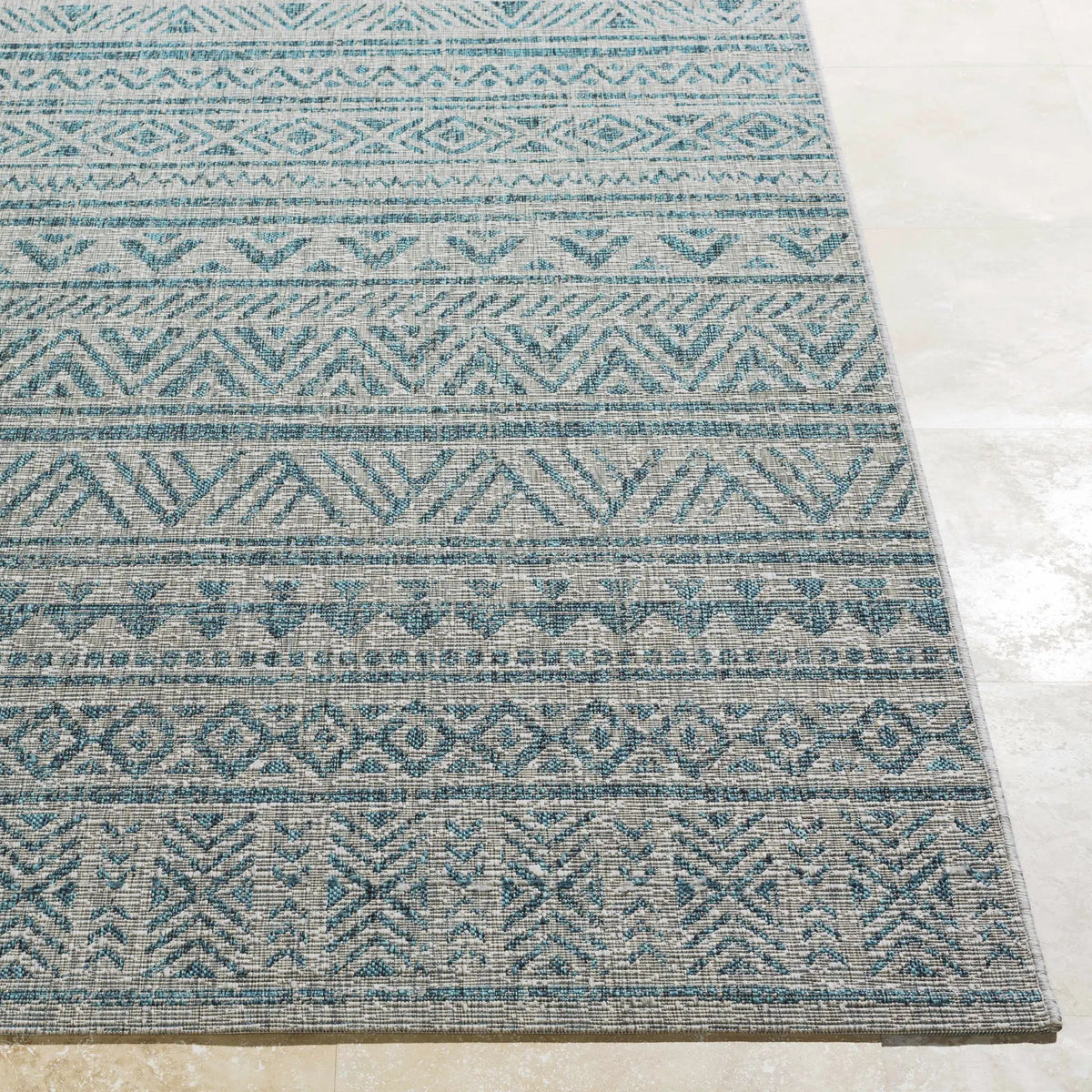 Novato Aqua All Over Pattern Performance Outdoor Rug, photo 14 of 18