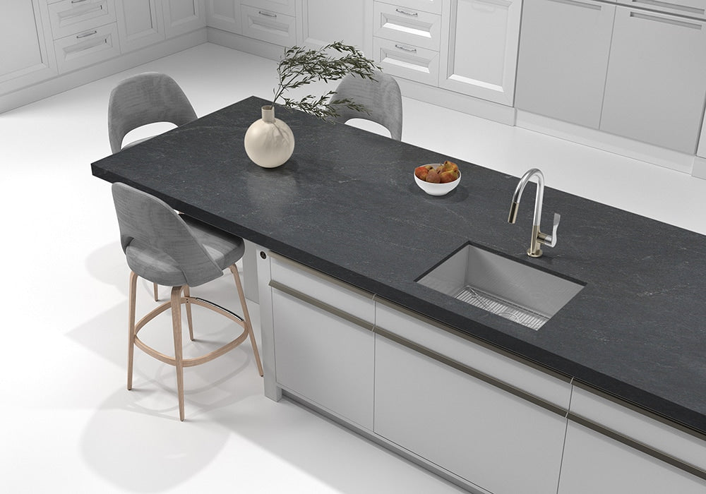 American Black Honed Granite Slab Random room scene 4