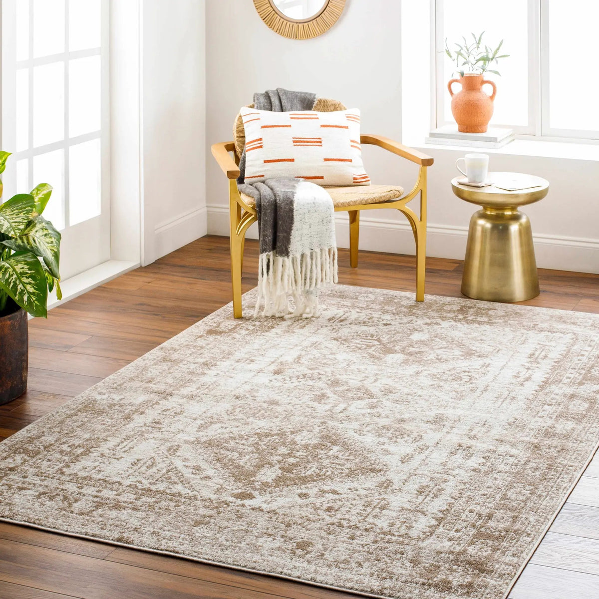 Ameya Brown Turkish Style Rug - Clearance, installed in a room 2
