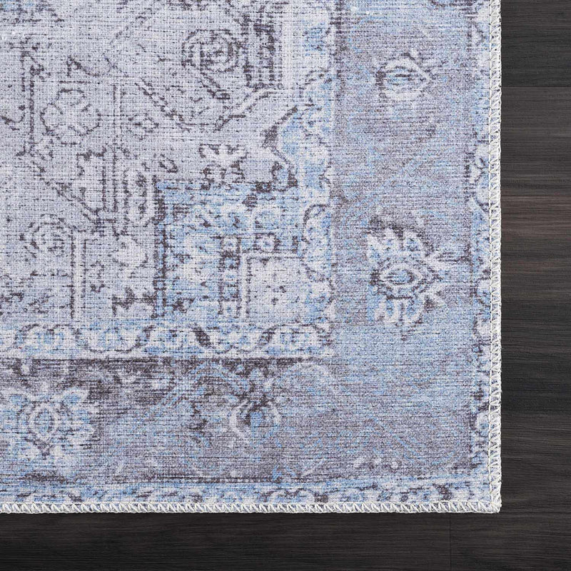 Ice Blue Flat Pile Washable Rug - Clearance by Boutique Rugs