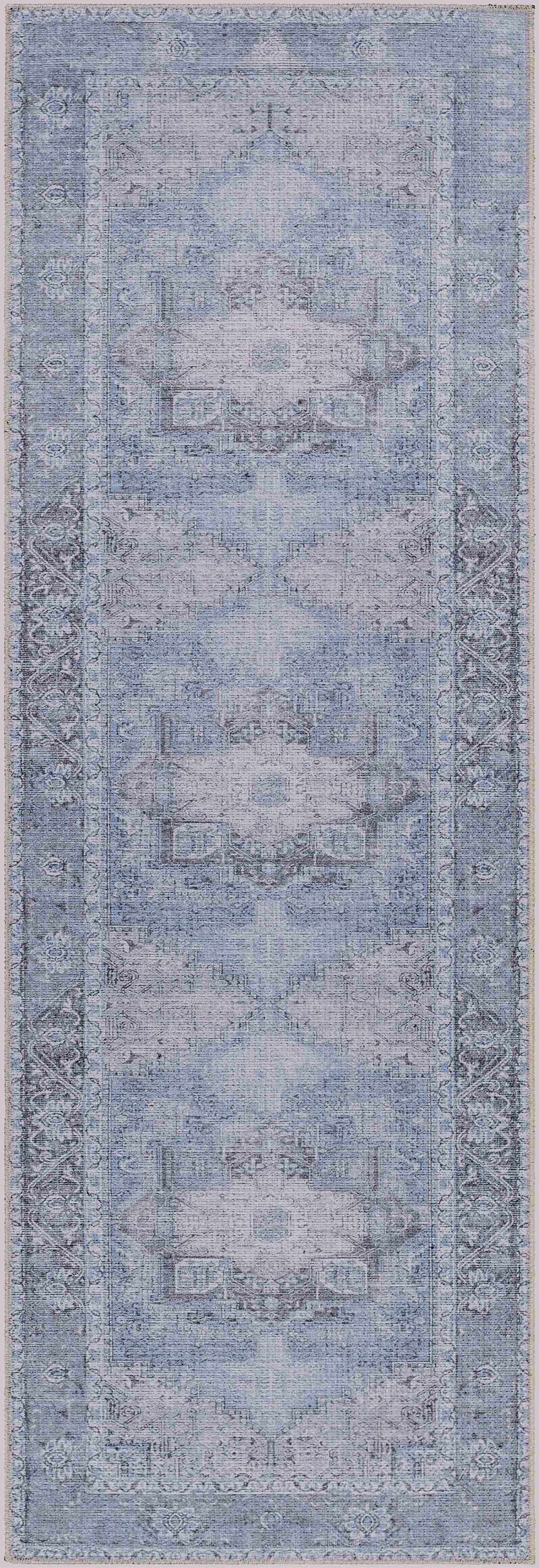 Ice Blue Flat Pile Washable Rug - Clearance by Boutique Rugs