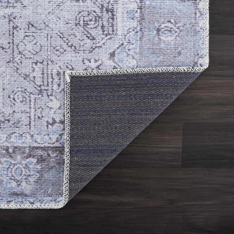 Ice Blue Flat Pile Washable Rug - Clearance by Boutique Rugs