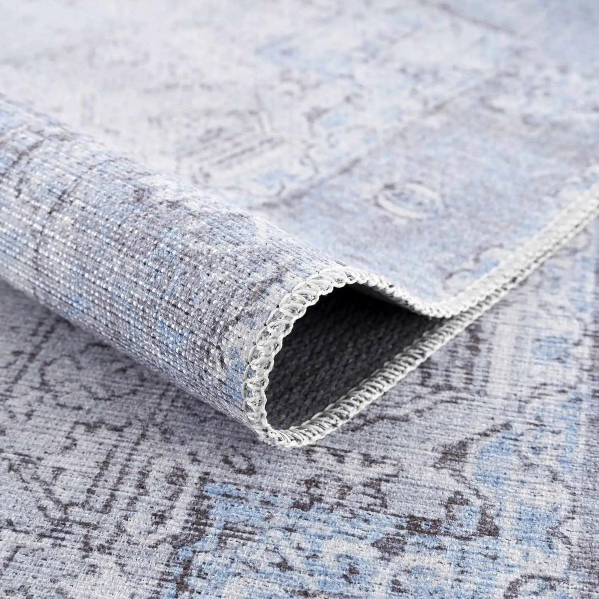 Ice Blue Flat Pile Washable Rug - Clearance, photo 9 of 15