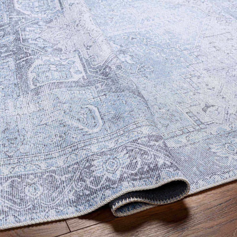 Ice Blue Flat Pile Washable Rug - Clearance by Boutique Rugs