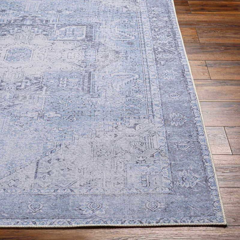 Ice Blue Flat Pile Washable Rug - Clearance by Boutique Rugs