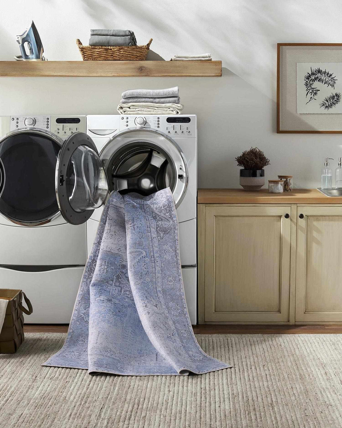 Ice Blue Flat Pile Washable Rug - Clearance, installed in a room 3