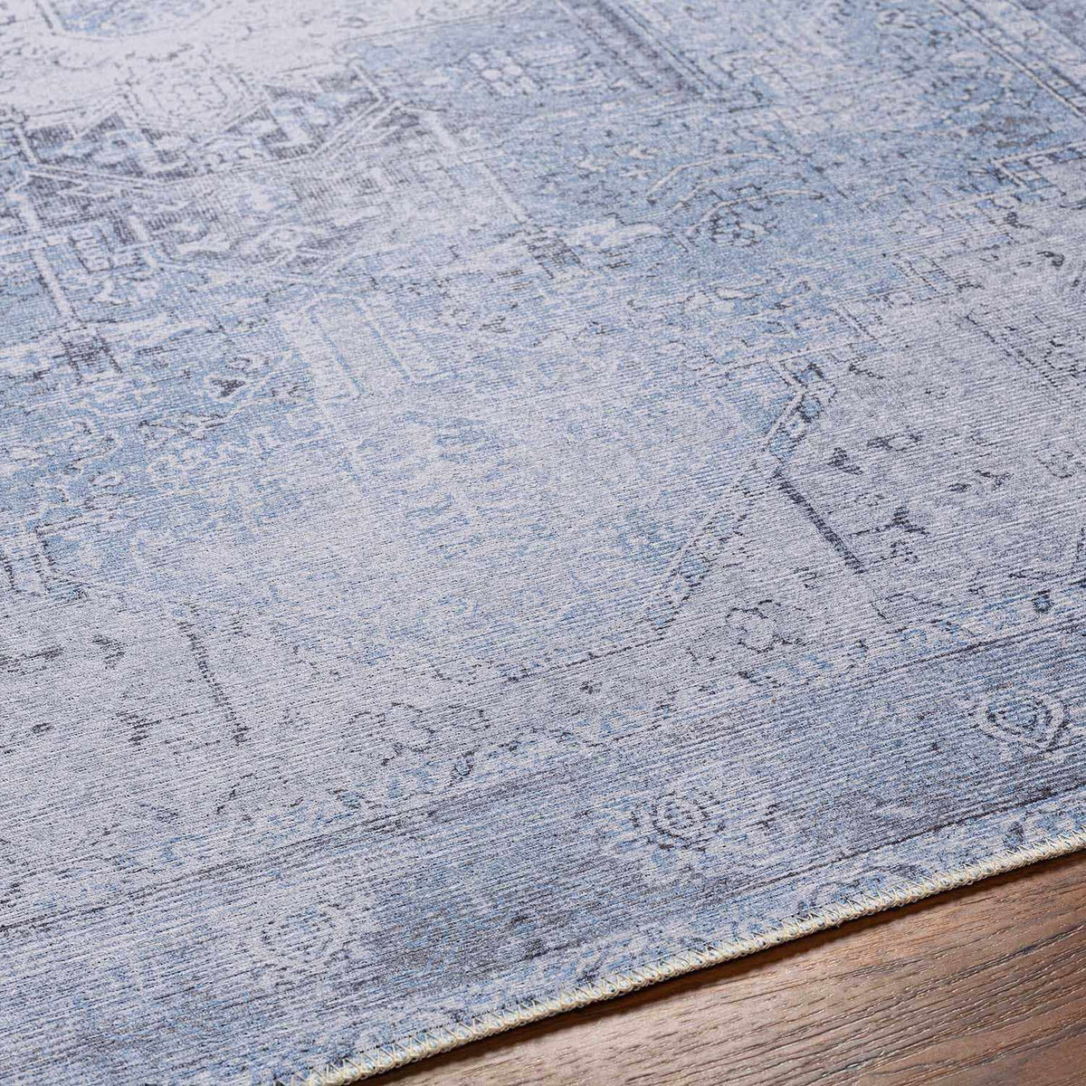 Ice Blue Flat Pile Washable Rug - Clearance, photo 15 of 15