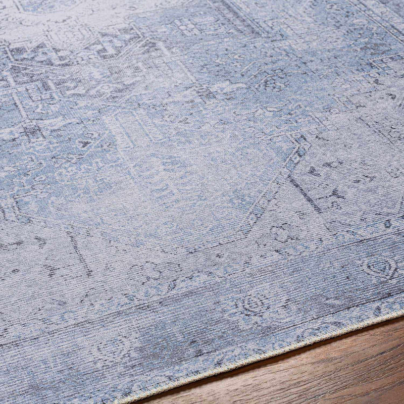 Ice Blue Flat Pile Washable Rug - Clearance by Boutique Rugs