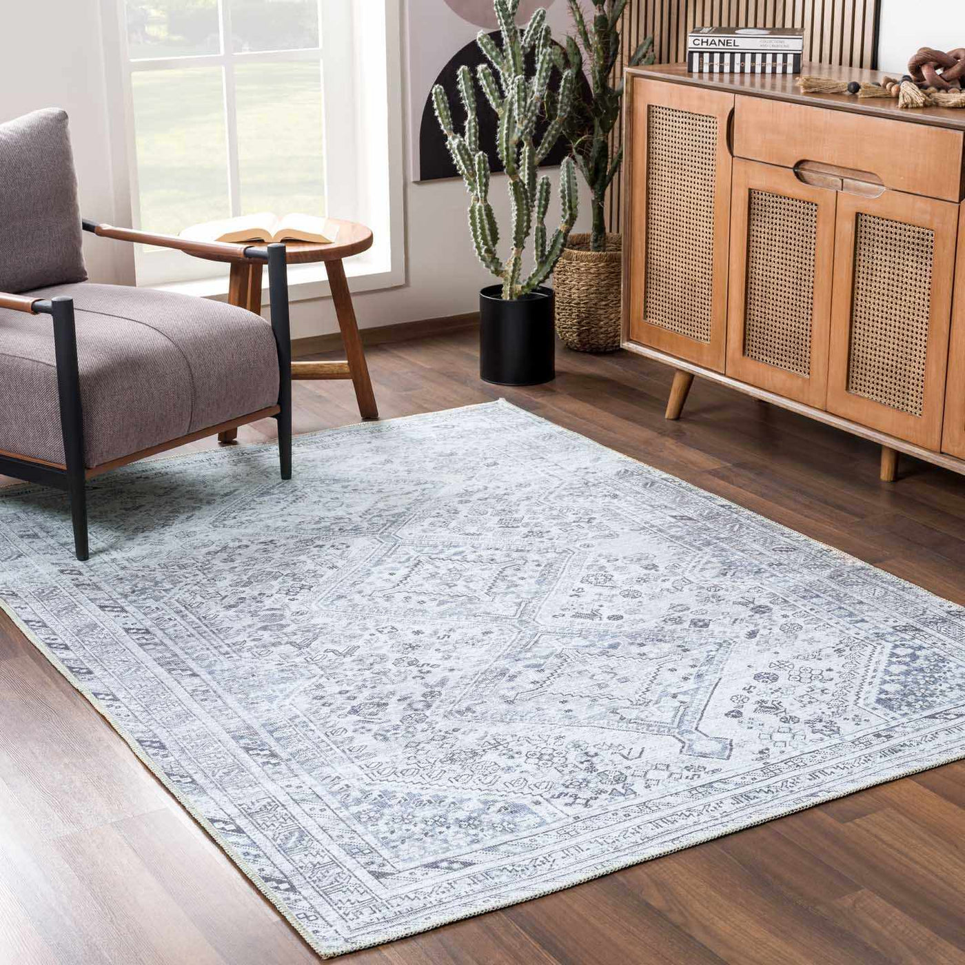 Barny Gray Denim Washable Rug - Clearance by Boutique Rugs