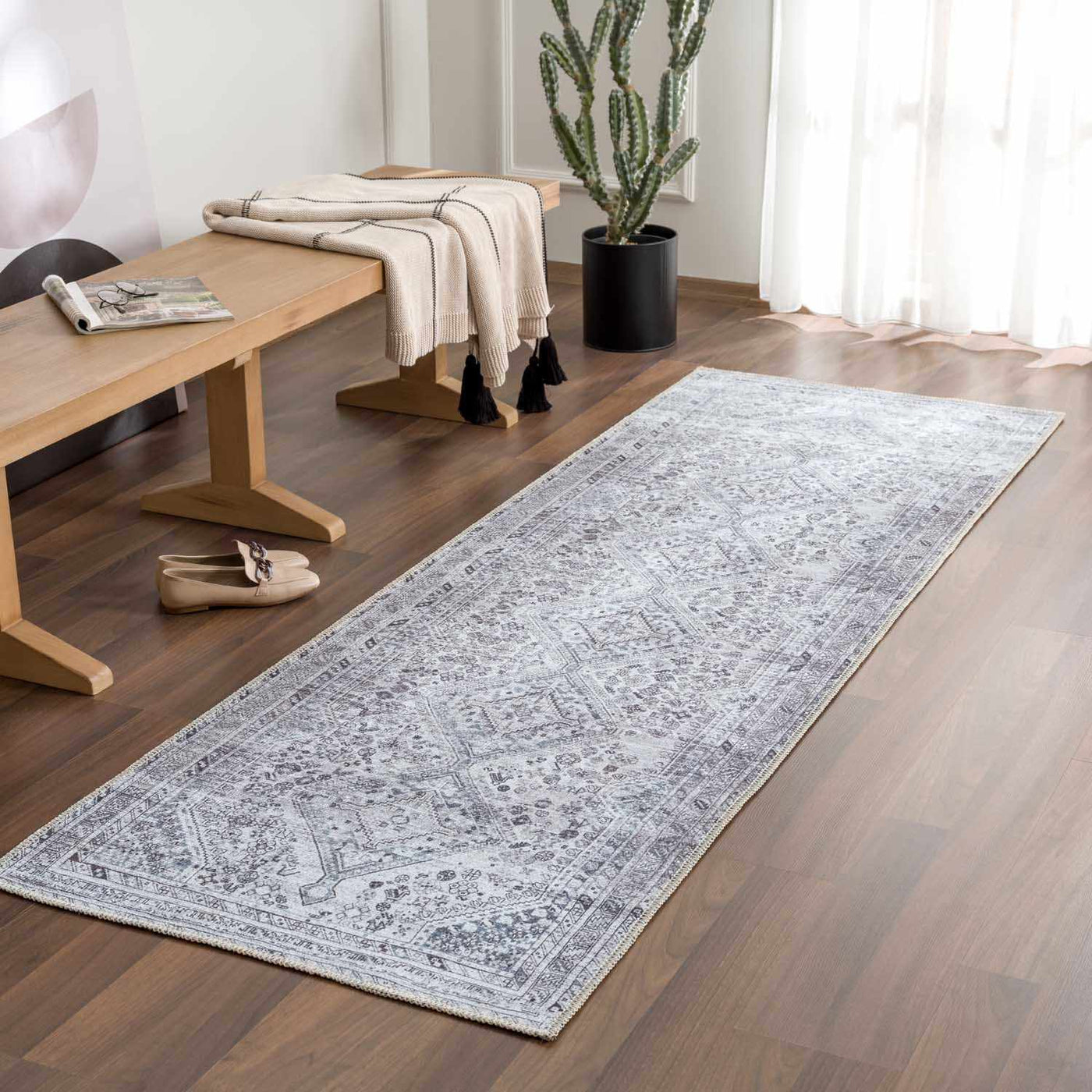 Barny Gray Denim Washable Rug - Clearance by Boutique Rugs