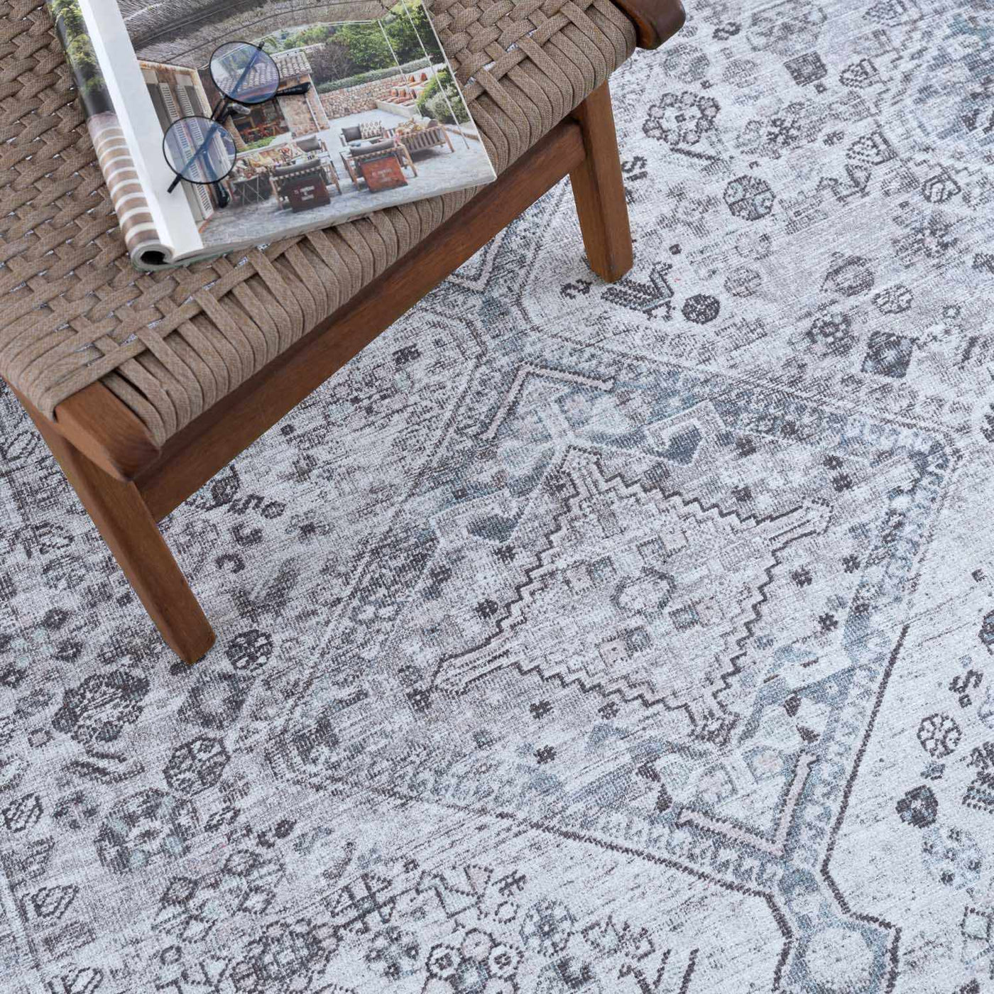 Barny Gray Denim Washable Rug - Clearance by Boutique Rugs
