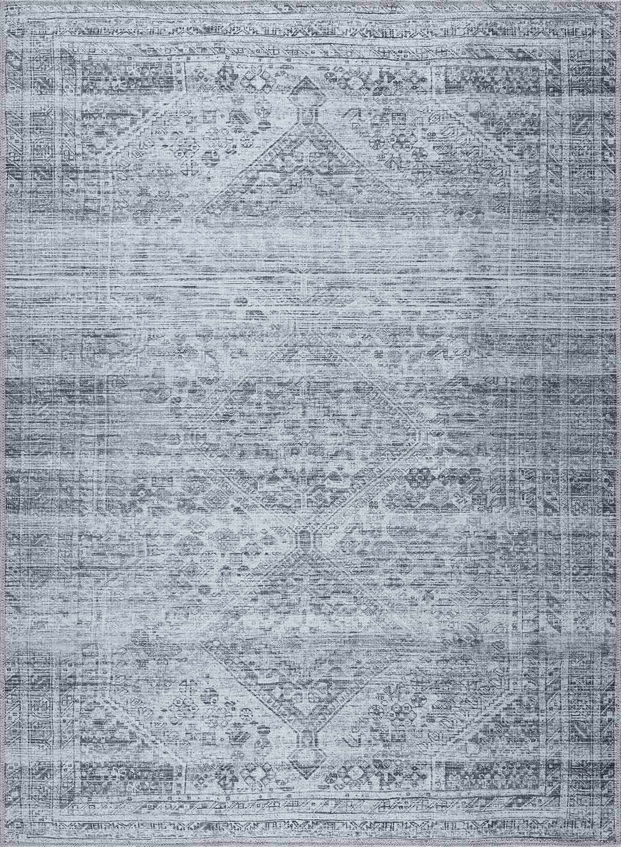 Barny Gray Blue Washable Rug - Clearance by Boutique Rugs