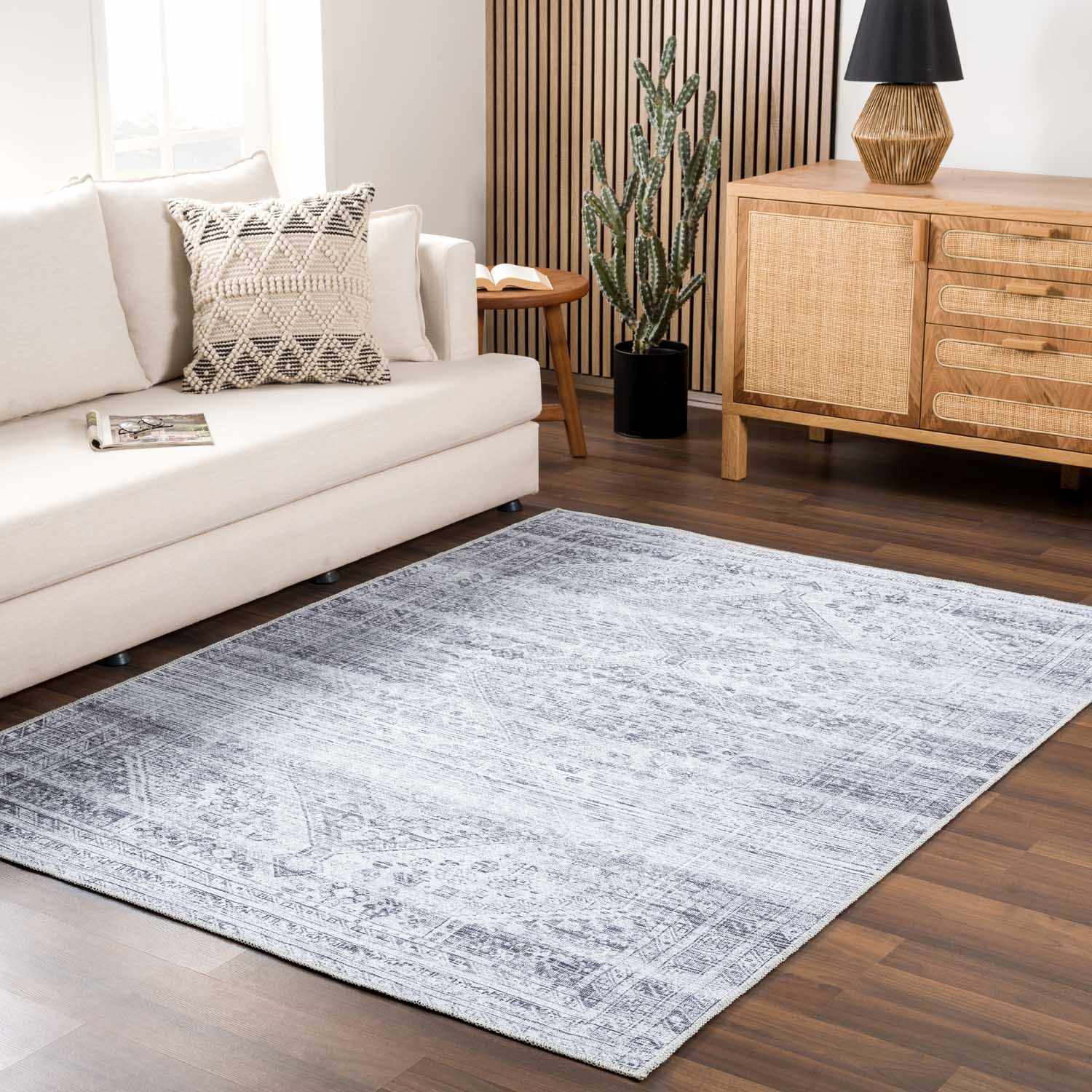 Barny Gray Blue Washable Rug - Clearance by Boutique Rugs
