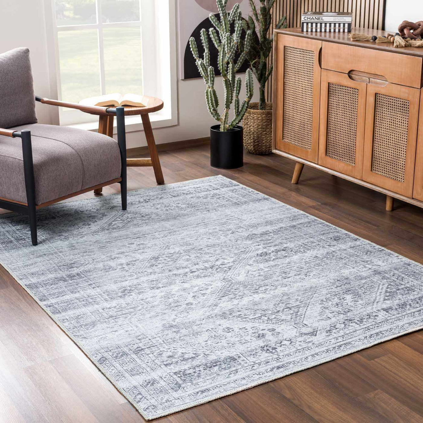 Barny Gray Blue Washable Rug - Clearance by Boutique Rugs