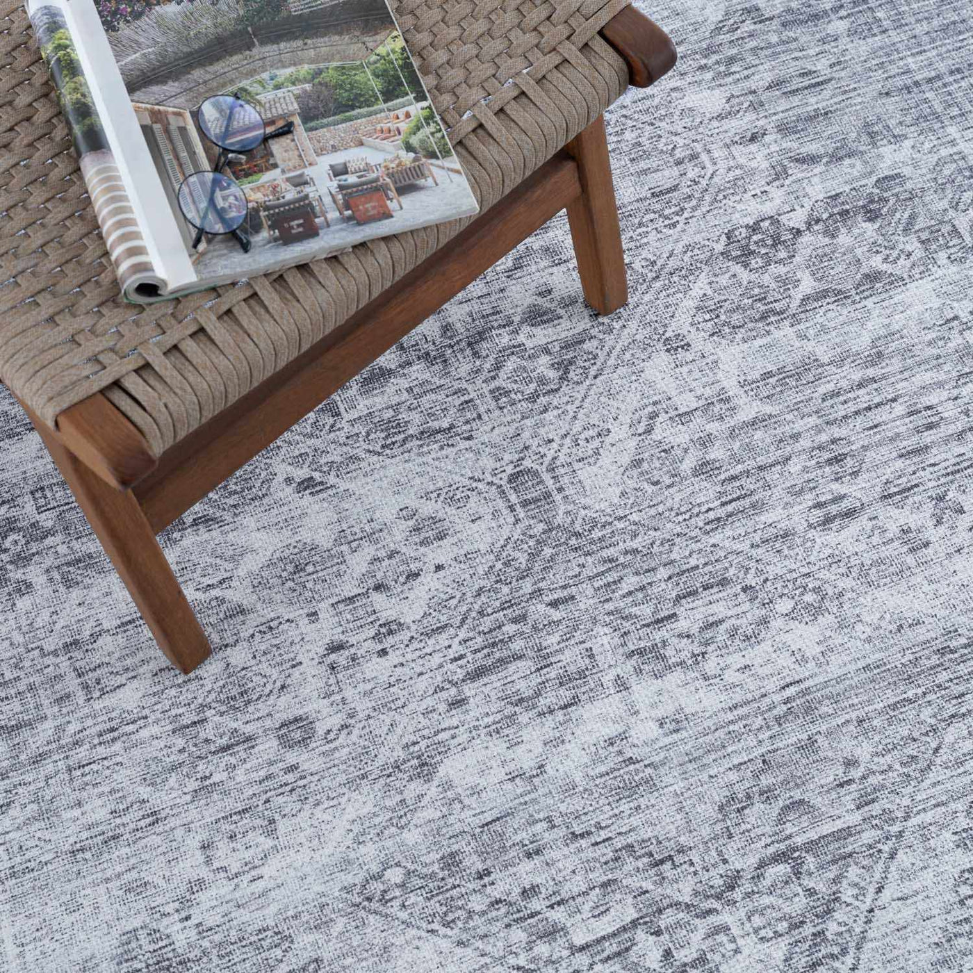 Barny Gray Blue Washable Rug - Clearance by Boutique Rugs