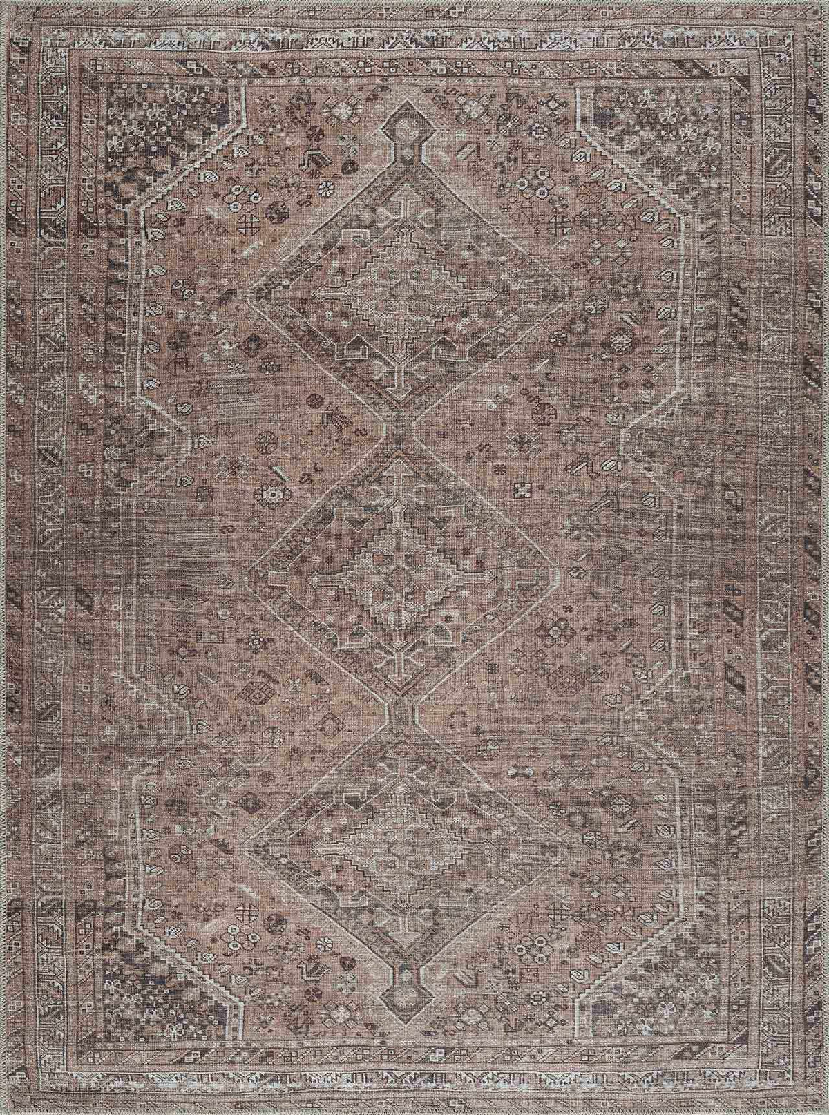 Barny Brown Flat Pile Washable Rug - Clearance