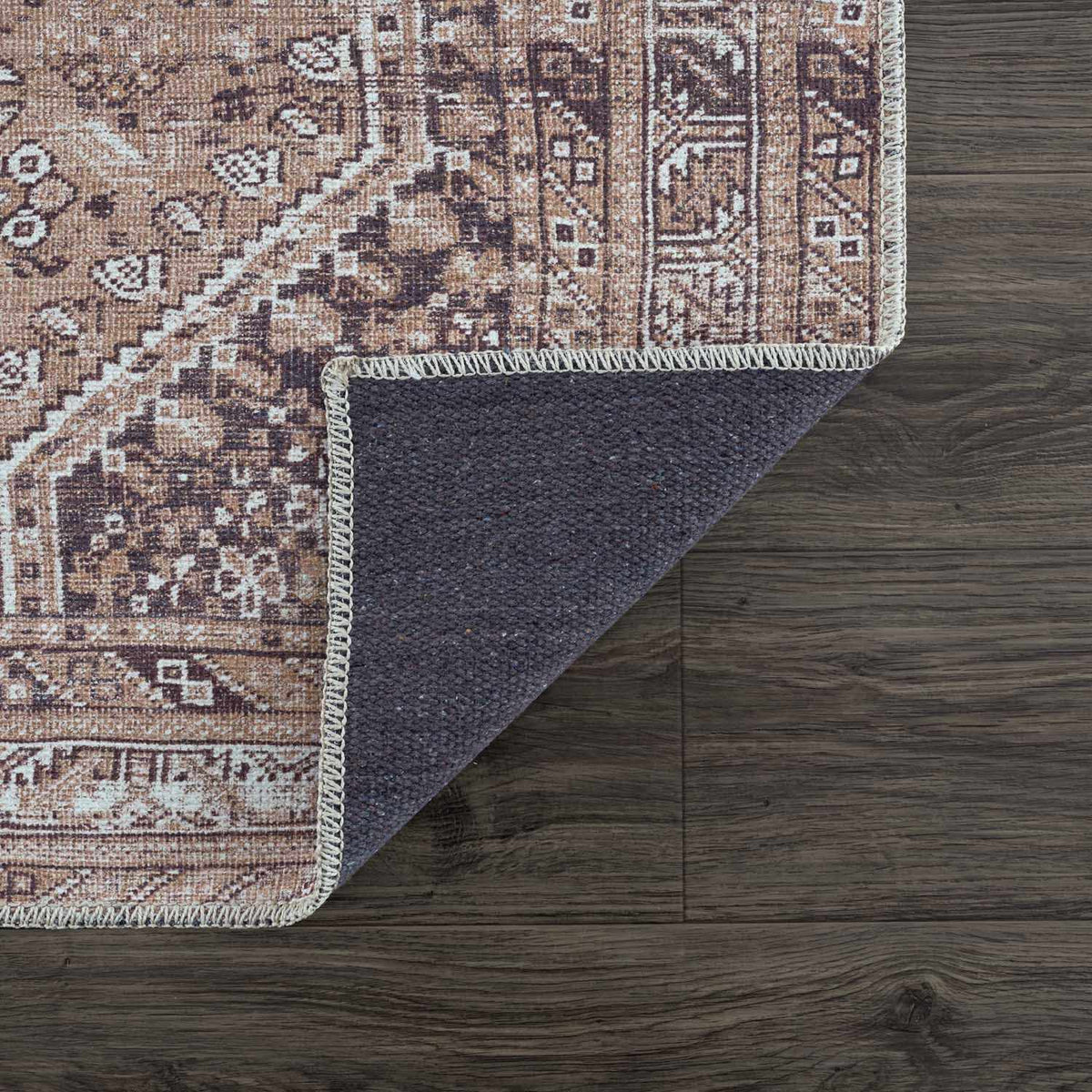 Barny Brown Flat Pile Washable Rug - Clearance, photo 4 of 15