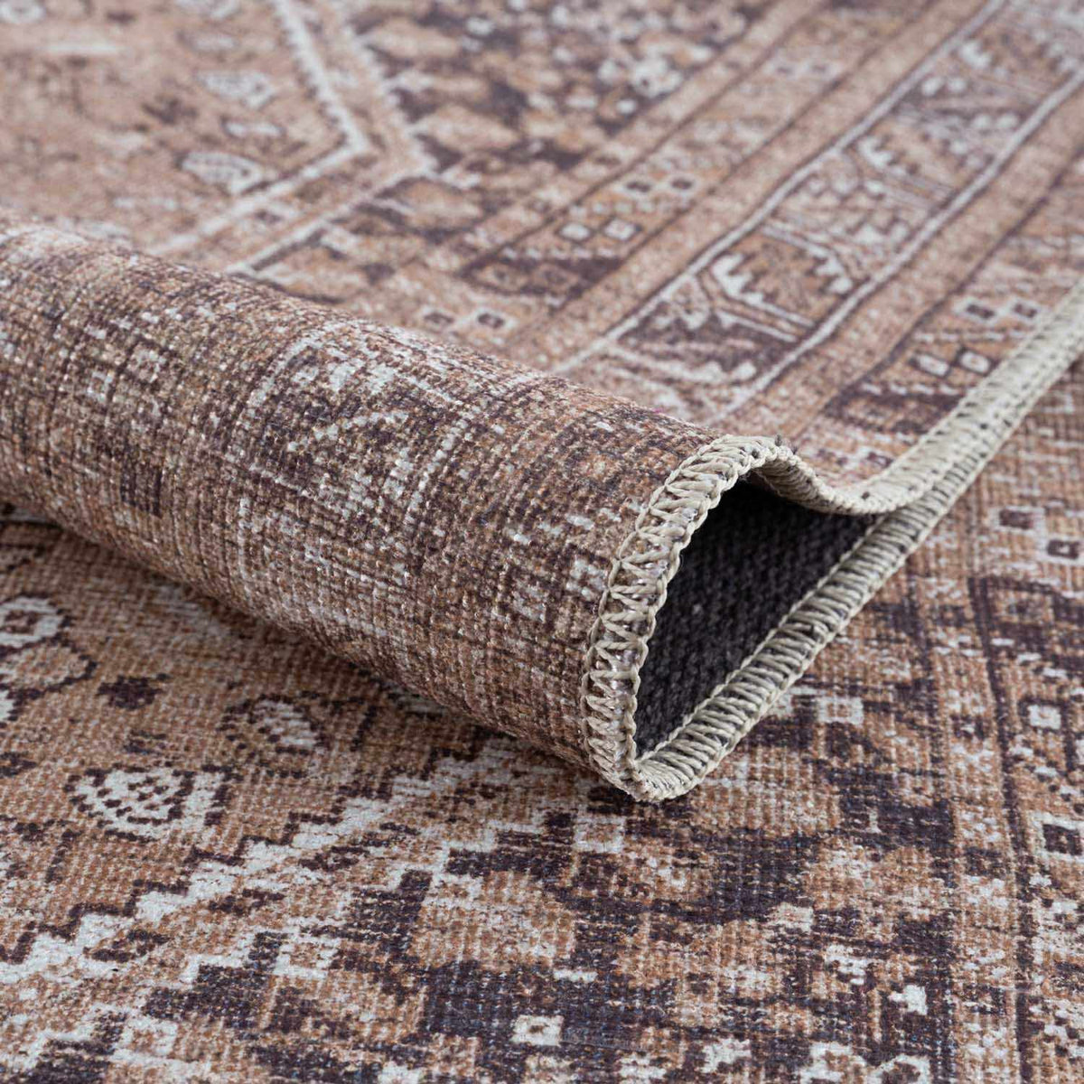 Barny Brown Flat Pile Washable Rug - Clearance, photo 7 of 15