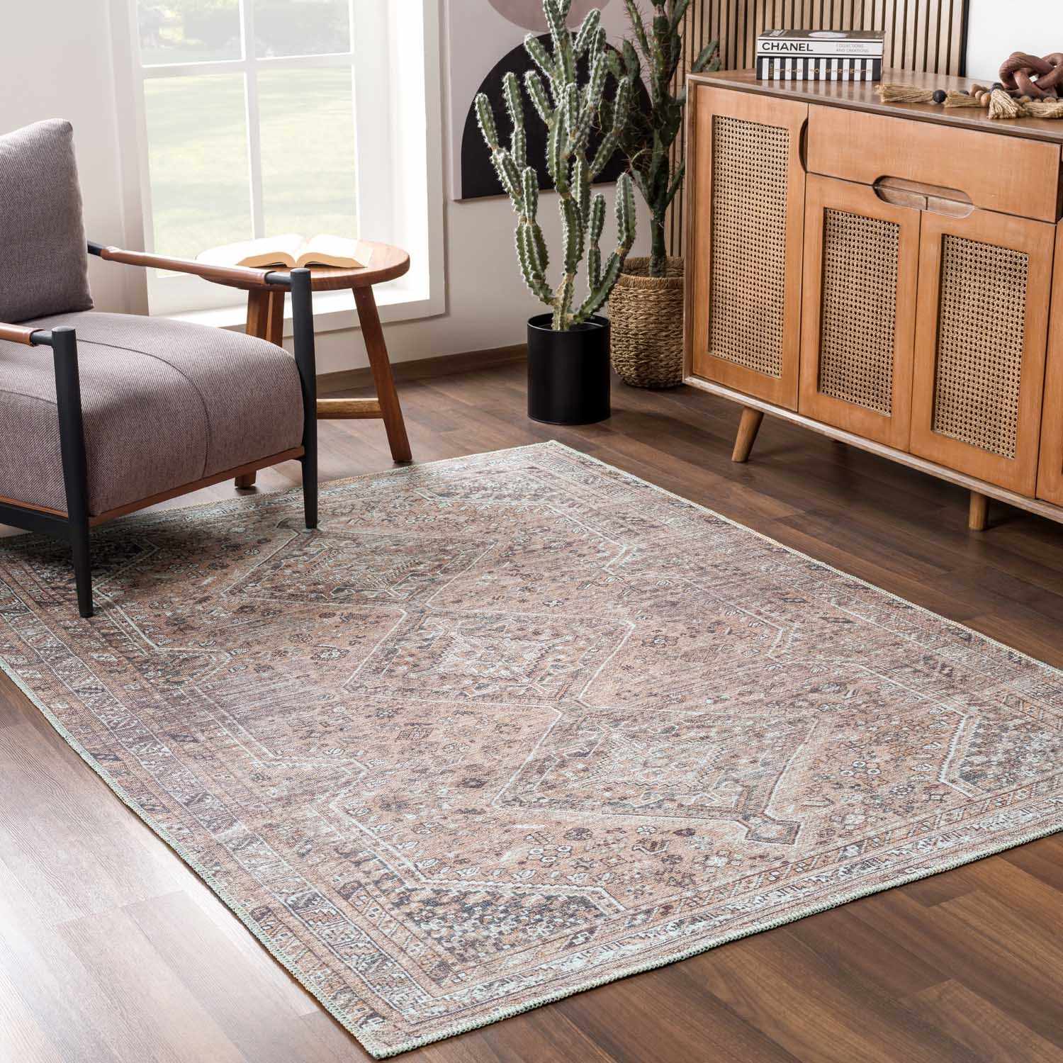Barny Brown Flat Pile Washable Rug - Clearance by Boutique Rugs