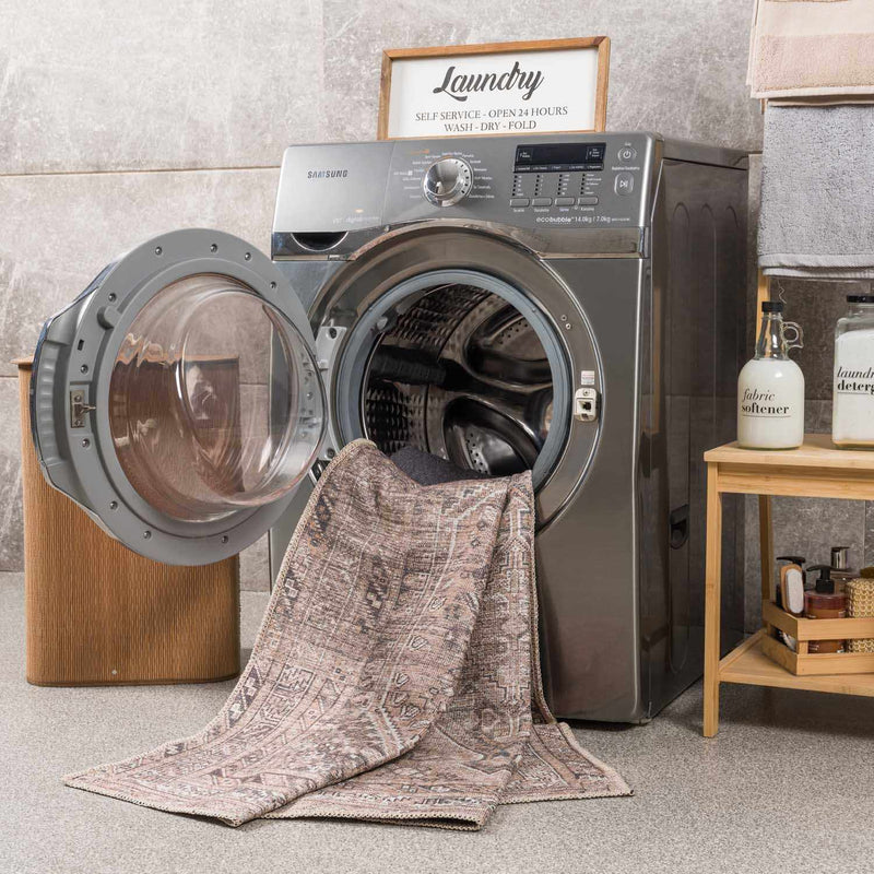 Barny Brown Flat Pile Washable Rug - Clearance by Boutique Rugs